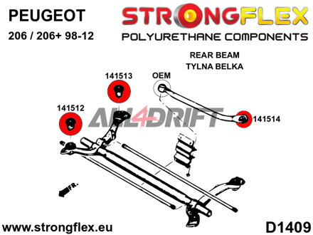 141512A Silentblock delantero del subchasis trasero SPORT - Peugeot 206 / 206+ (98-12)