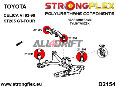 211992A: Soporte del diferencial trasero - Casquillo delantero SPORT - Toyota ST205 GT-Four 4WD