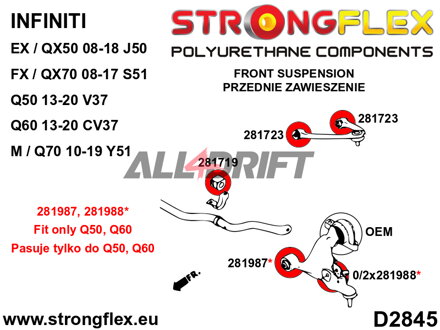 281987A Casquillo del brazo de suspensión – Delantero SPORT - Infiniti Q50 (13-20) V37