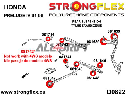 081647A: Casquillo delantero del brazo longitudinal trasero SPORT - Honda IV (92-96) BA / BB