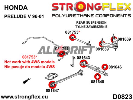 086206B: Kit completo de casquillos del eje - Honda Prelude V (96-01) Type SH
