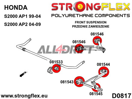086150A: Kit de silentblocks del eje delantero AP1/AP2 SPORT - Honda AP1 (99-04)