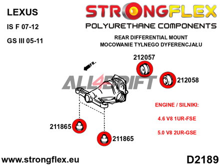 211865A Silentblock soporte del diferencial trasero - Delantero SPORT - Toyota V (92-96) X90