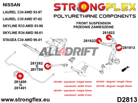 281262A Casquillo del brazo inferior delantero al subchasis SPORT - Nissan II (90-96) Z32