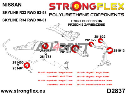 281262A Casquillo del brazo inferior delantero al subchasis SPORT - Nissan II (90-96) Z32