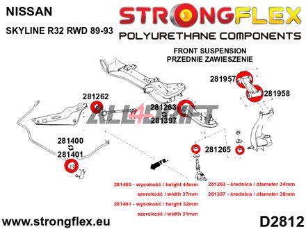 281958A Casquillo inferior del brazo de suspensión superior DELANTERO SPORT - Nissan II (90-96) Z32