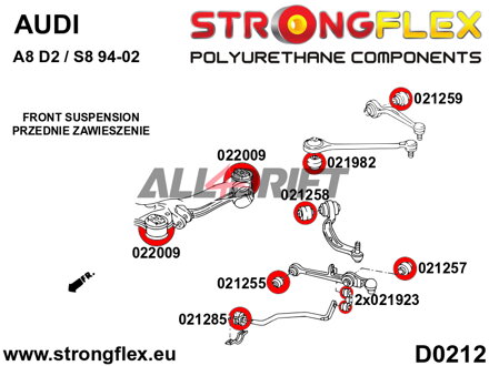 026244B Kit completo de Silentblocks de poliuretano para suspensión Audi A8 / S8