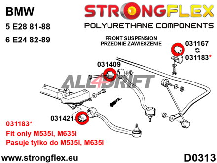 036076A Kit de Silentblocks del Eje Delantero SPORT - BMW II (81-88) E28