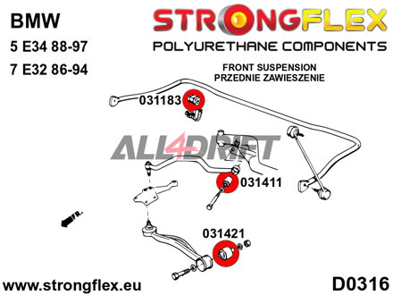 031411B Casquillo trasero del brazo de suspensión delantero BMW E31 / E32 / E34
