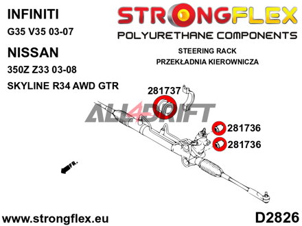 286219A Kit de casquillos de montaje de la dirección SPORT Infiniti / Nissan