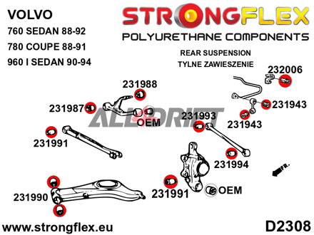 231988A Casquillo trasero del brazo superior trasero SPORT Volvo 760 / 780 / 960