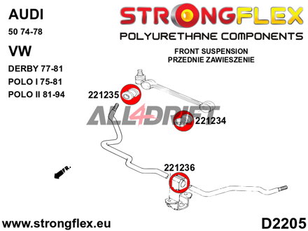 221234A Silentblock interior SPORT para brazo de suspensión Audi / VW