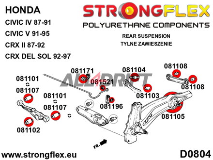 086130A Kit completo de Silentblocks de poliuretano para Ejes SPORT Honda Civic / CRX