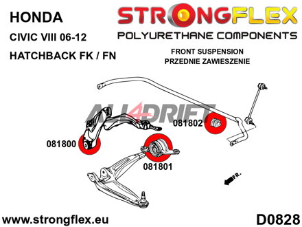 086219B: Kit de casquillos del eje delantero - Honda VIII (06-12) Hatchback FK / FN