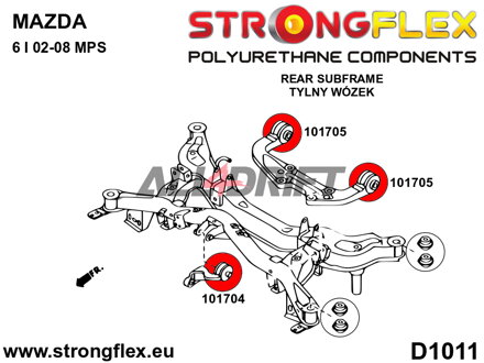 101705B Casquillo trasero del diferencial trasero - Mazda GG1 (05-08) MPS / Mazdaspeed