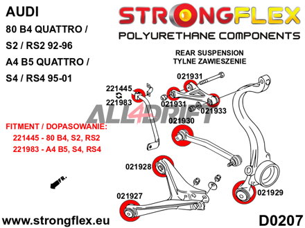026287B Kit Completo de Silentblocks de Poliuretano para Ejes Audi