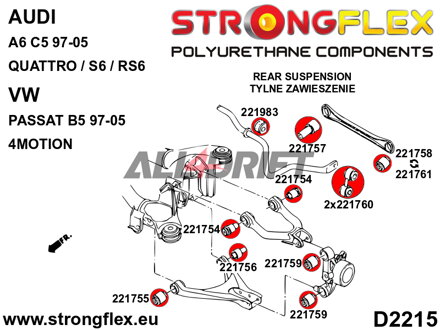 221759A Silentblock de la barra de acoplamiento trasera al buje SPORT Audi / VW
