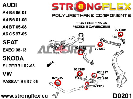 026280B Kit completo de casquillos del eje Audi / Škoda / VW