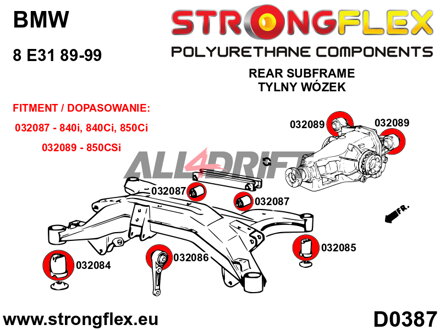 032086A Silentblock Delantero Reforzado Del Soporte Del Diferencial Trasero SPORT BMW E31