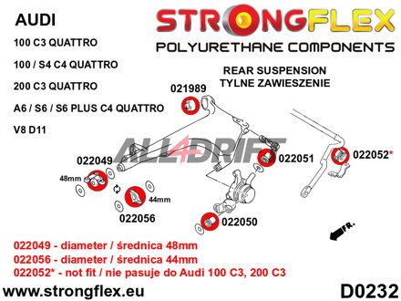 022052A Silentblock de la barra estabilizadora trasera SPORT Audi