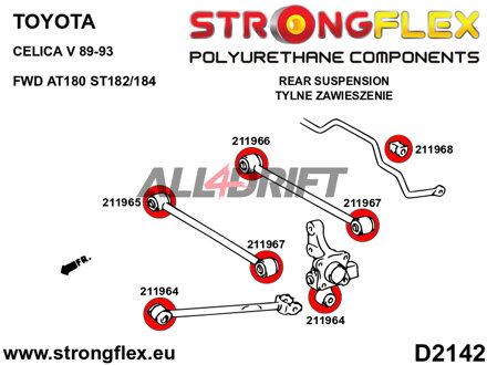 216263B: Kit completo de casquillos de suspensión - Toyota T180 (89-93)