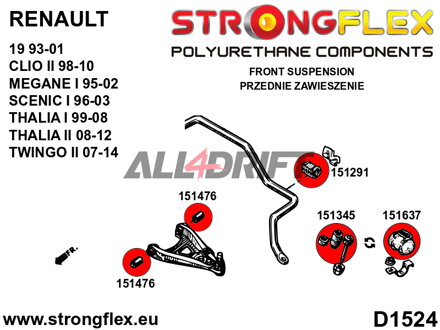 151637B Casquillo exterior de la barra estabilizadora delantera - Renault 19 (93-01)