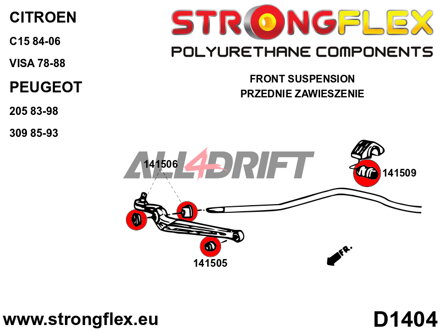 146102A Kit de Silentblocks para el Eje Delantero SPORT