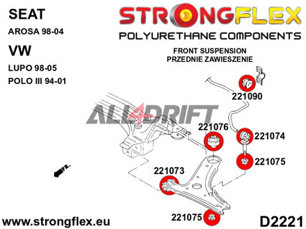 226161A Kit de casquillos de suspensión delantera SPORT - Seat Arosa 6H (98-04)