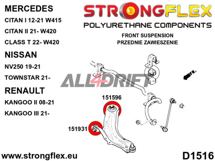 151931A Casquillo Delantero del Brazo de Suspensión Delantero SPORT Mercedes / Nissan / Renault